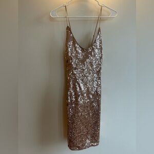 Forever 21 Rose Gold Sequin Midi Slip Dress